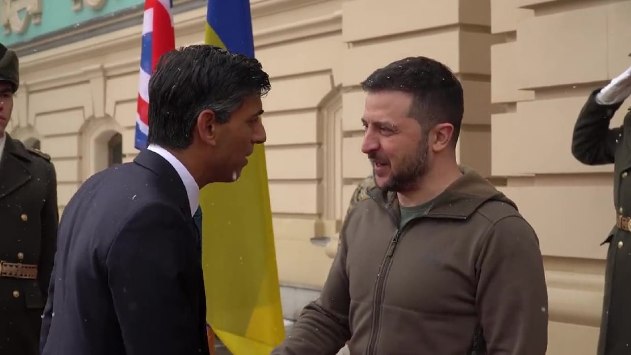 British Prime Minister Rishi Sunak Met Ukraine President Volodymyr Zelenskyy in Kyiv
