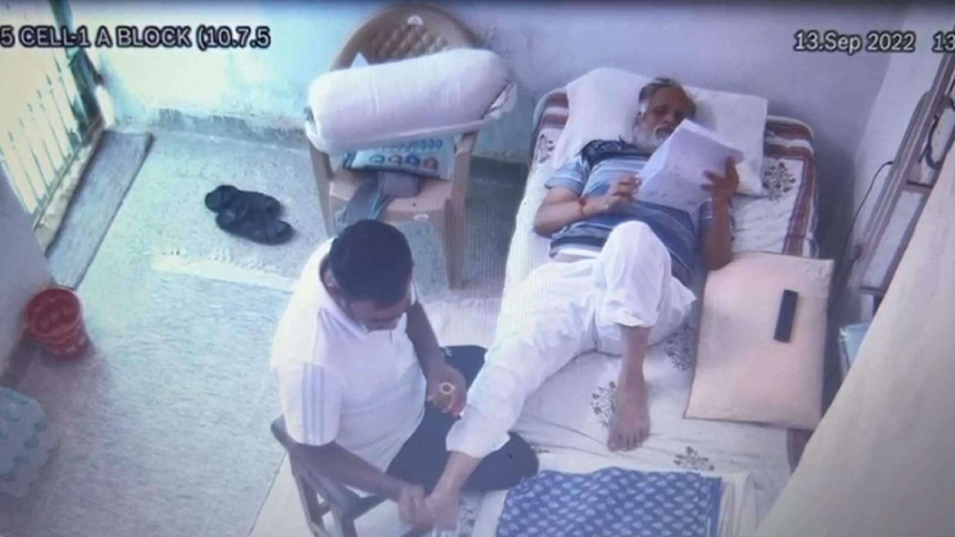 CCTV video emerges of jailed Delhi minister and AAP leader Satyendar Jain getting a massage inside Tihar jail