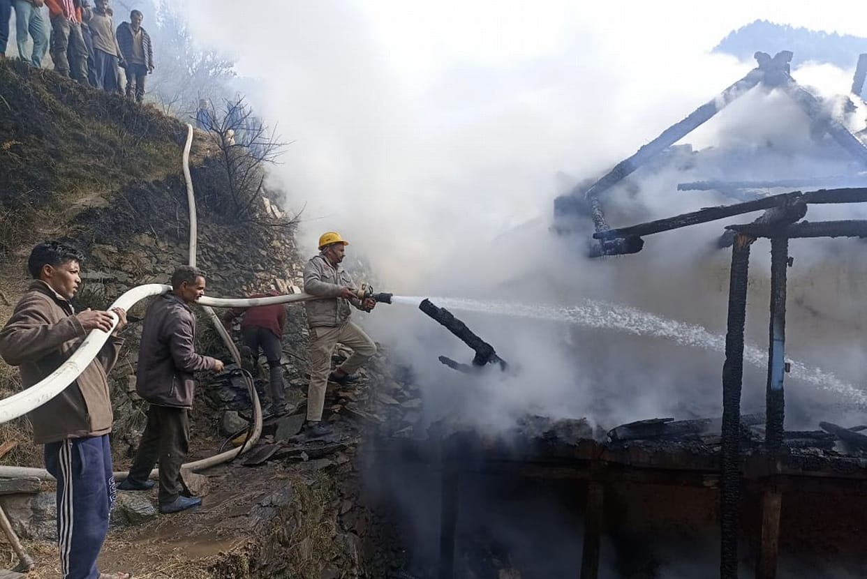 Two and a half storey house of 11 rooms burnt to ashes in Tichi of Shilhirajgiri