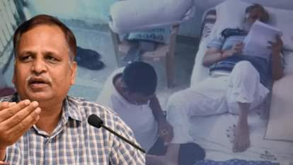 तिहाड़ जेल में मसाज करवाते दिल्ली के मंत्री सत्येंद्र जैन।