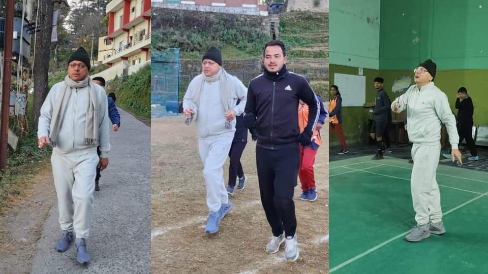 Uttarakhand News: CM pushkar singh dhami play badminton with youth during morning walk in Almora