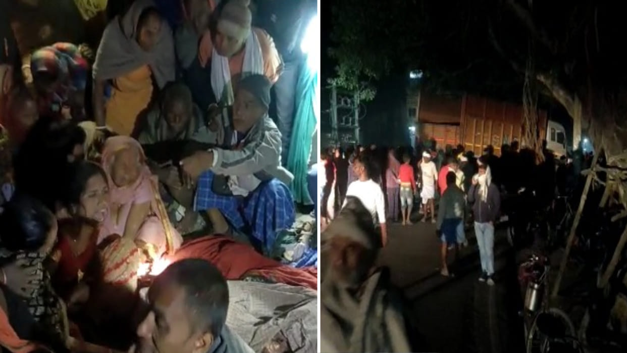 truck rams into a roadside settlement in Mehnar of Vaishali district seven children dead