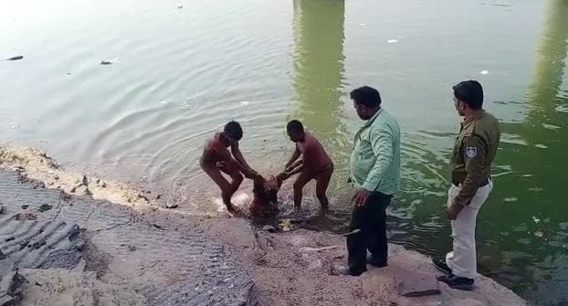 Elderly woman jumps into river police pulled out and admitted to hospital in Damoh