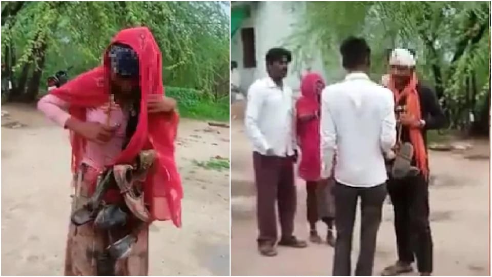 people garlanding couple with shoes forced to drink urine khap panchayat decision in Jaipur