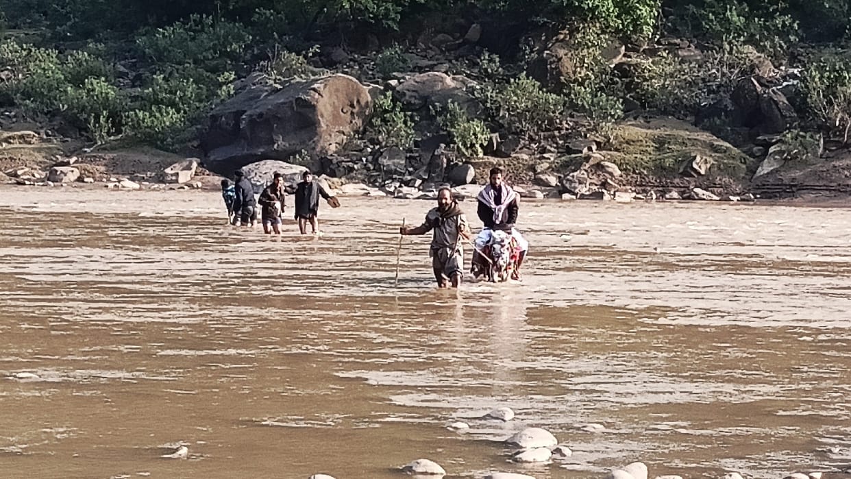 jammu udhampur doda unique Marriage groom and Barati landed in river on a mare