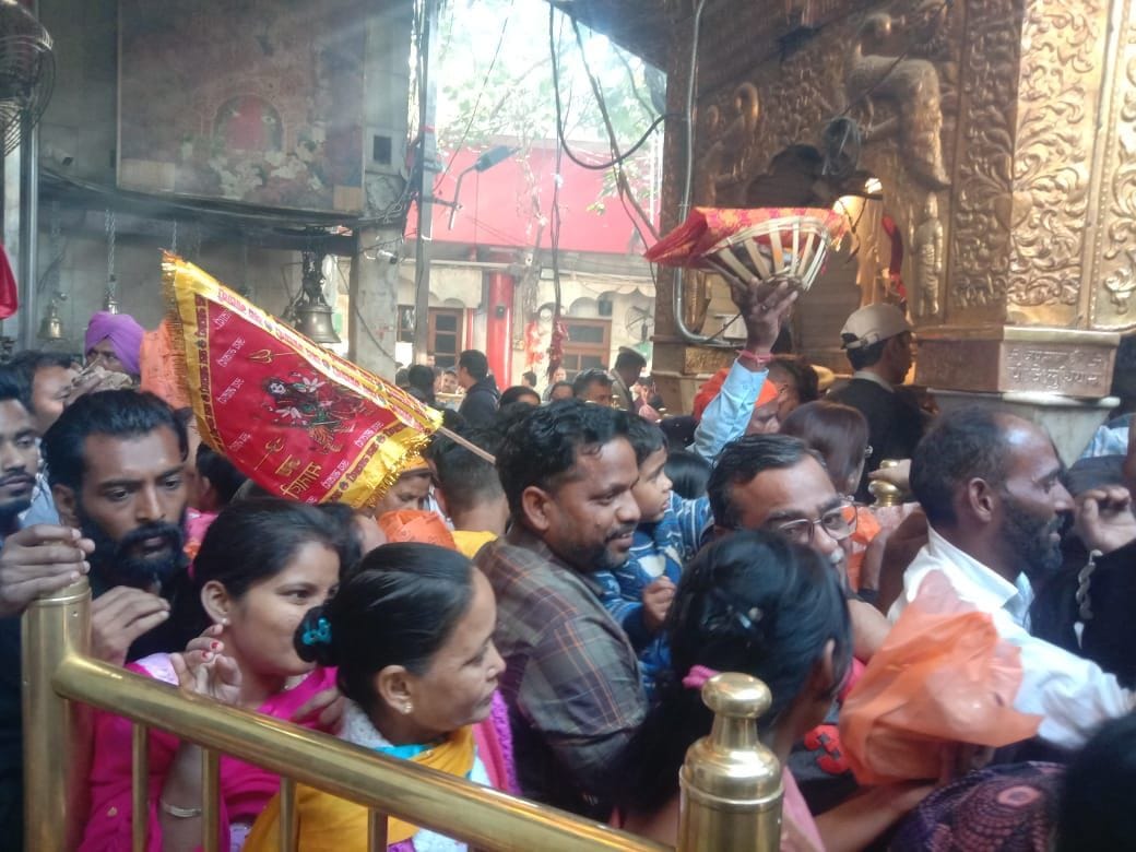 Crowd of devotees gathered in chintapurni temple