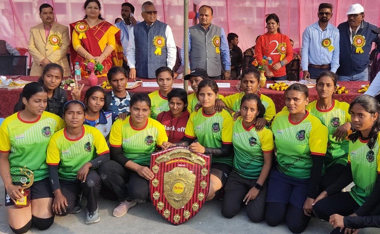 SVM PG College Champion in Girls Category of Volleyball Competition