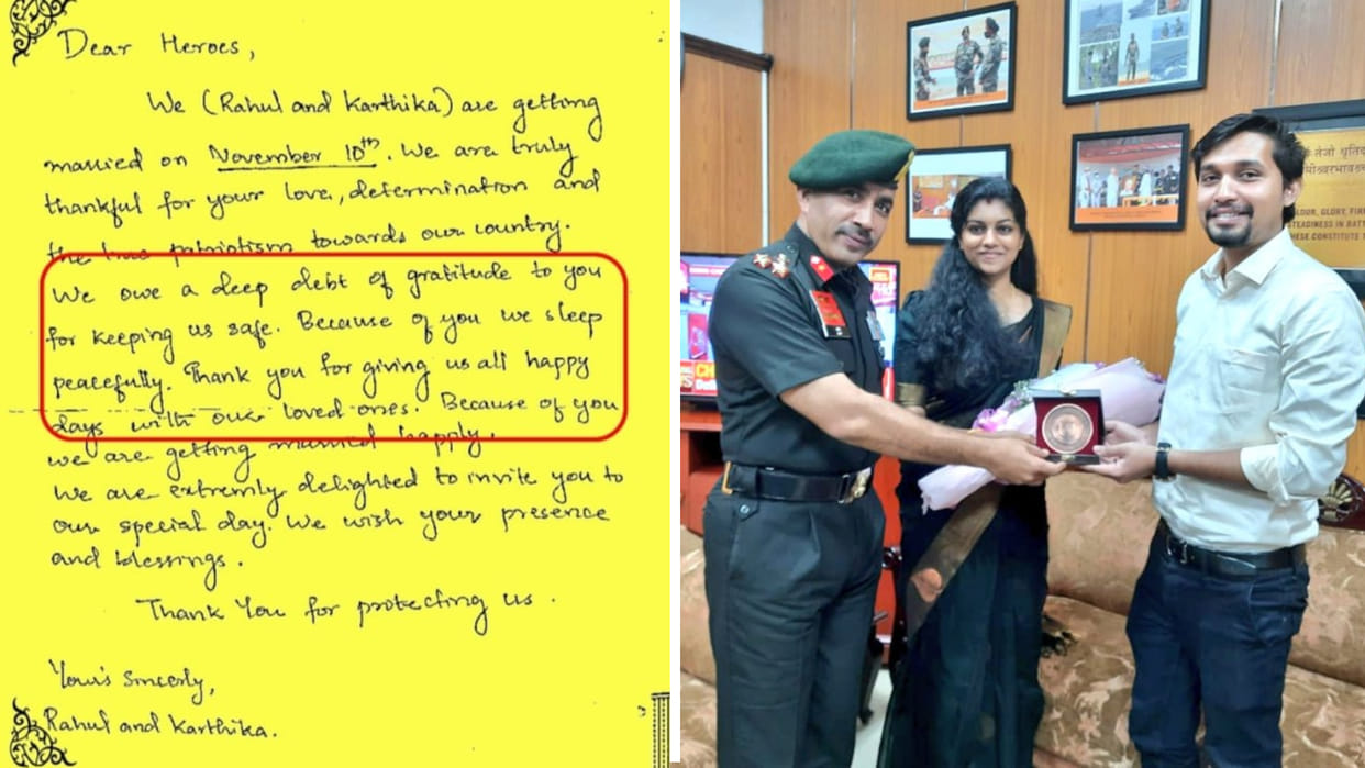 Couple invites Army to wedding felicitated at military station Thiruvananthapuram