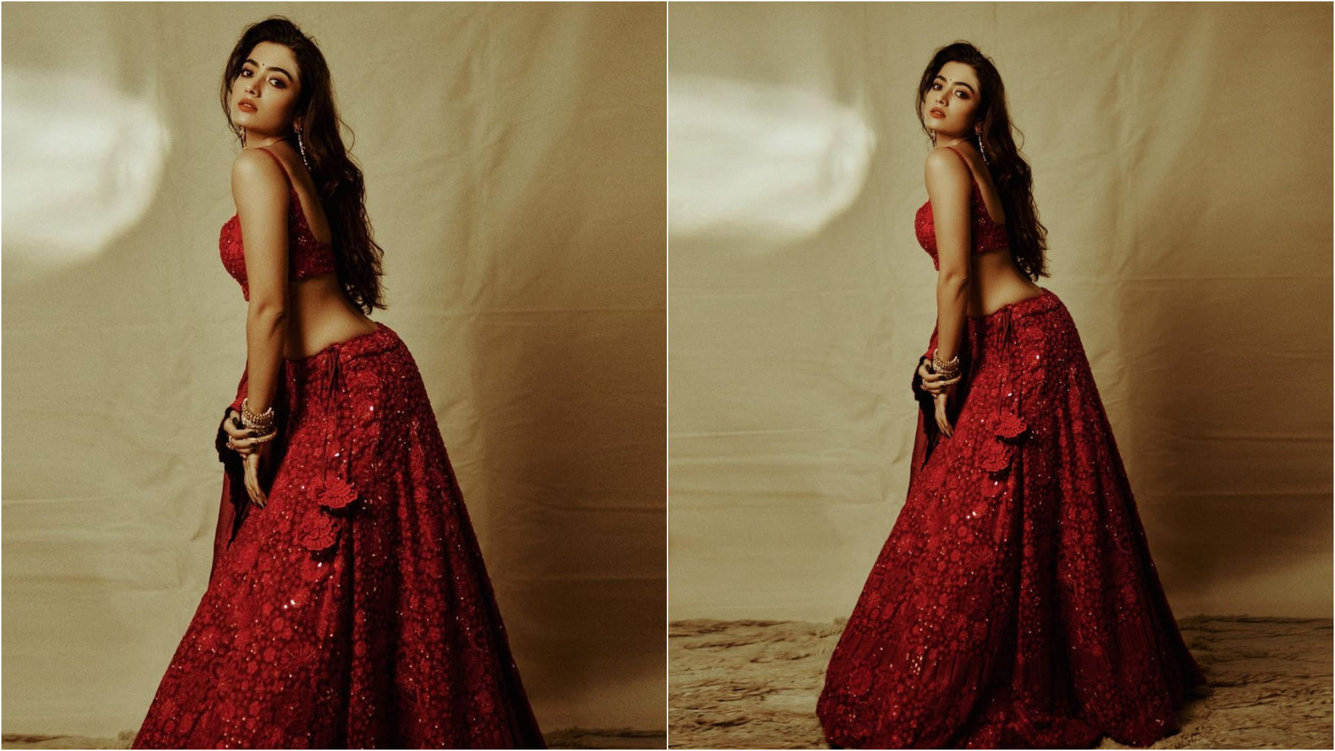 rashmika mandanna wear red lehenga in latest pics price can burn hole in your pocket