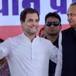 राहुल गांधी के साथ अशोक गहलोत और सचिन पायलट।