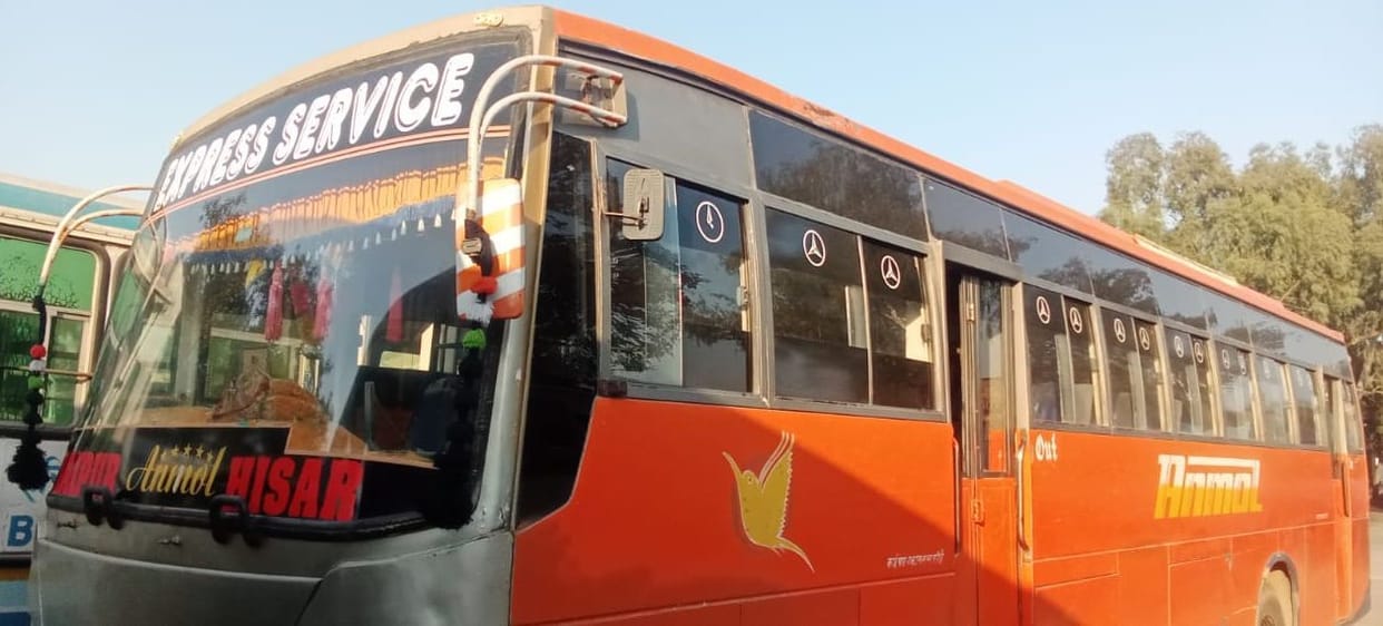 Private bus was plying from Kotputli to Hisar without tax, permit and passing
