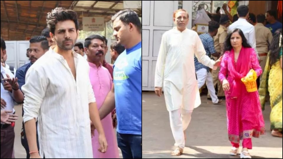 shehzada actor kartik aaryan visit siddhivinayak temple on his birthday photos viral on social media