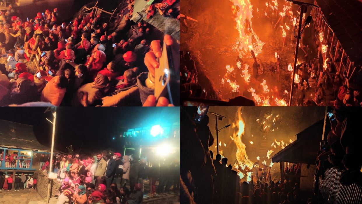 Budhi Diwali: In Dahar of Seraj, people attacked each other with torches, danced to the beat of drums