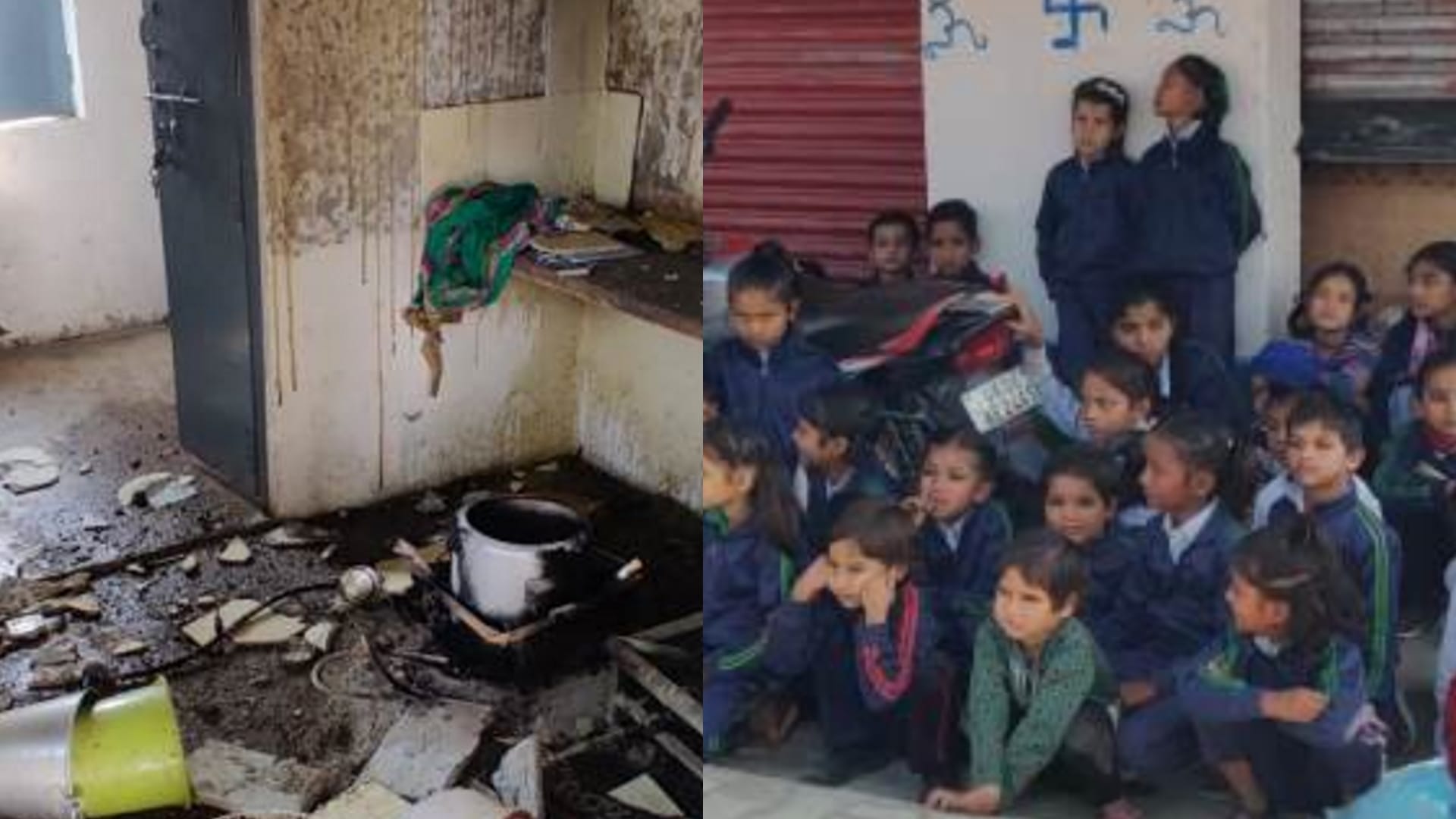 Cylinder caught fire due to cooker explosion making mid day meal School Gadarpur Uttarakhand news in hindi