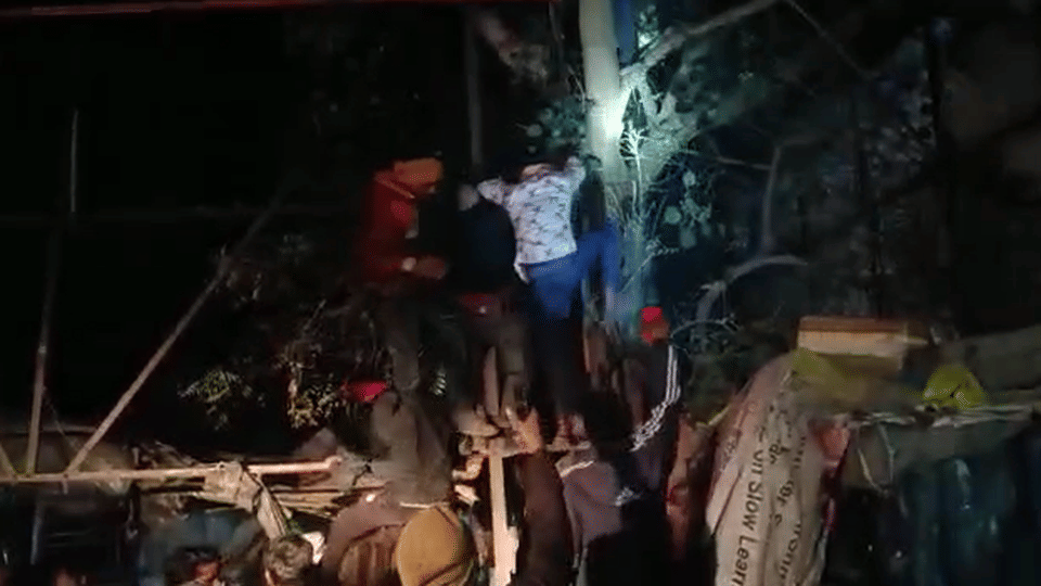 police brought down the young man by crane who climbed the tree at night in agra