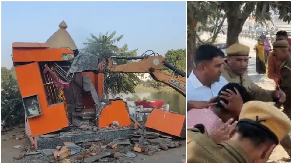 Stones pelted on police in sirohi remove Hanuman temple ASP and DSP injured
