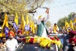 वीरवार को गुजरात में चुनाव के प्रचार के दौरान मुख्यमंत्री भगवंत मान।
