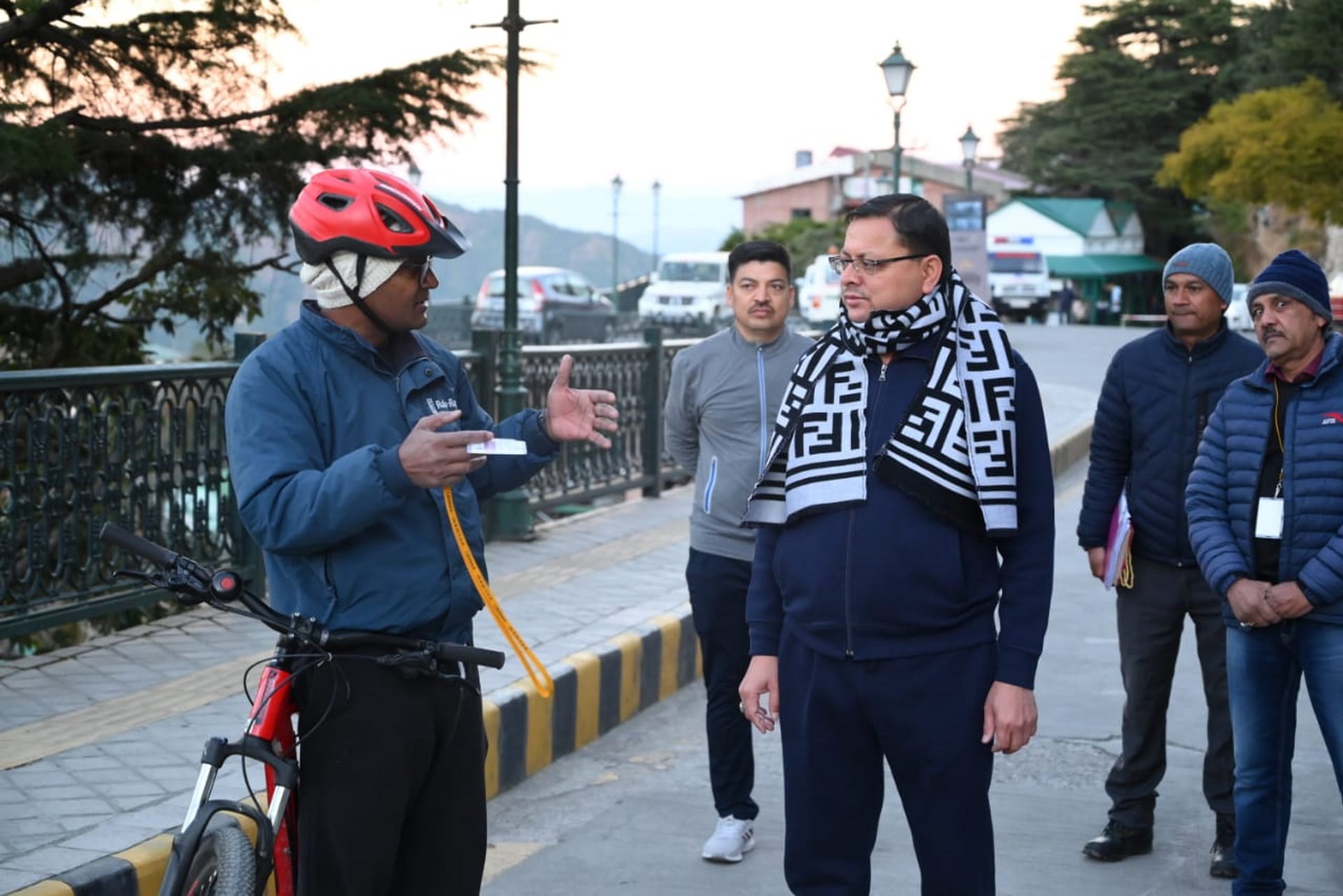 CM Dhami morning walk in LBS Academy campus interacted with ITBP jawans Chintan Shivir in Mussoorie