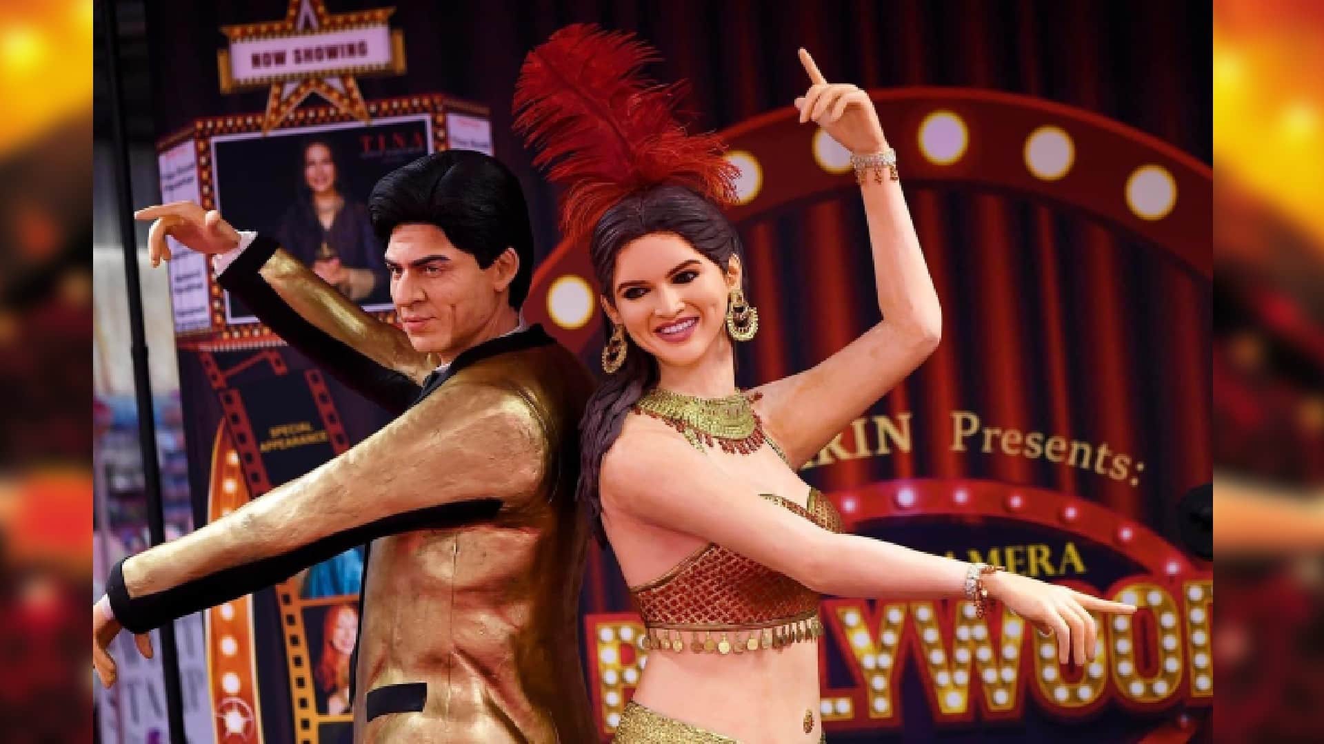 Shah Rukh Khan Deepika Padukone Om Shanti Om iconic pose cake on main display at Cake International Birmingham