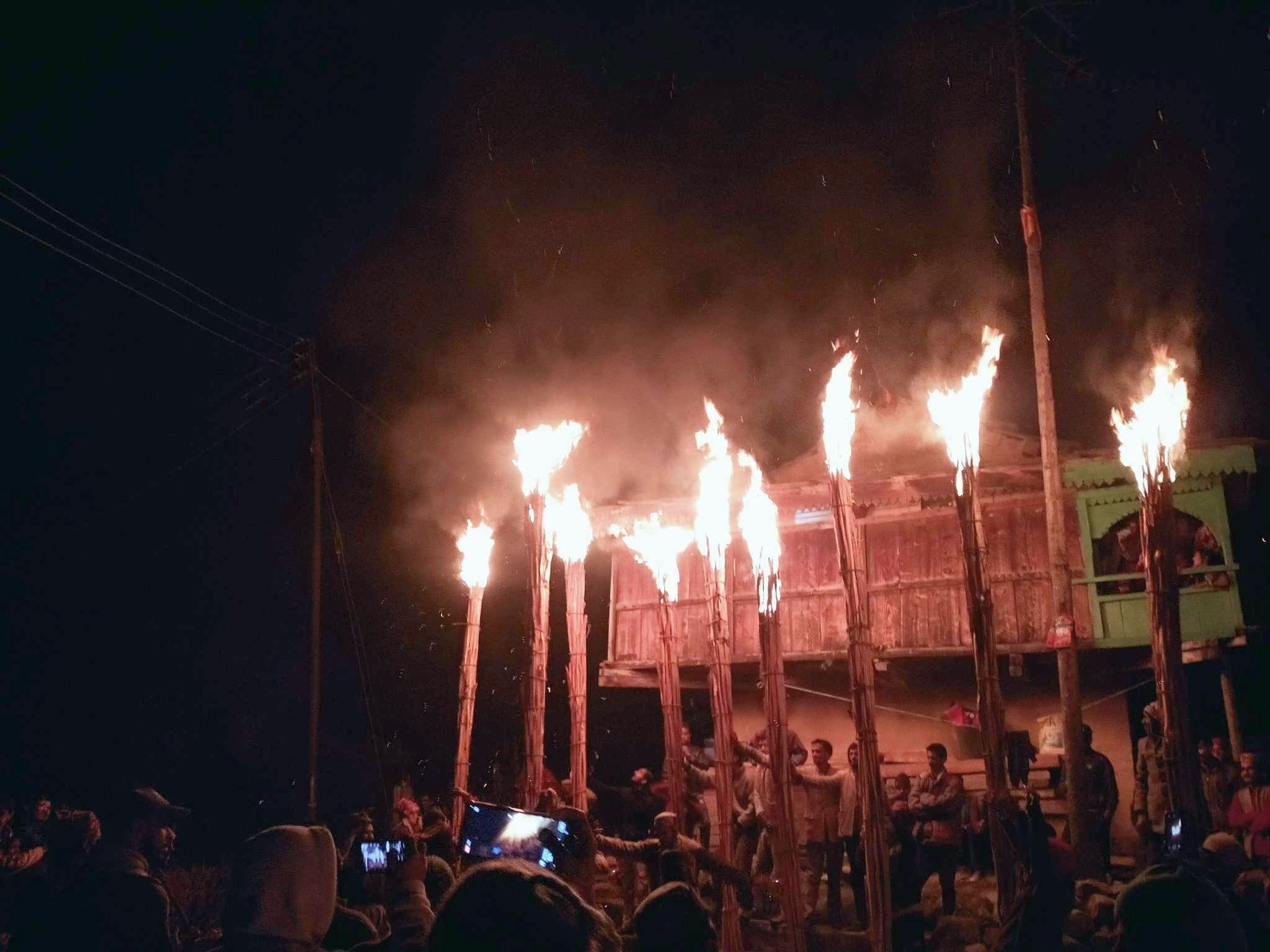 Ghosts were chased away by burning 20 feet long torches in Shilh
