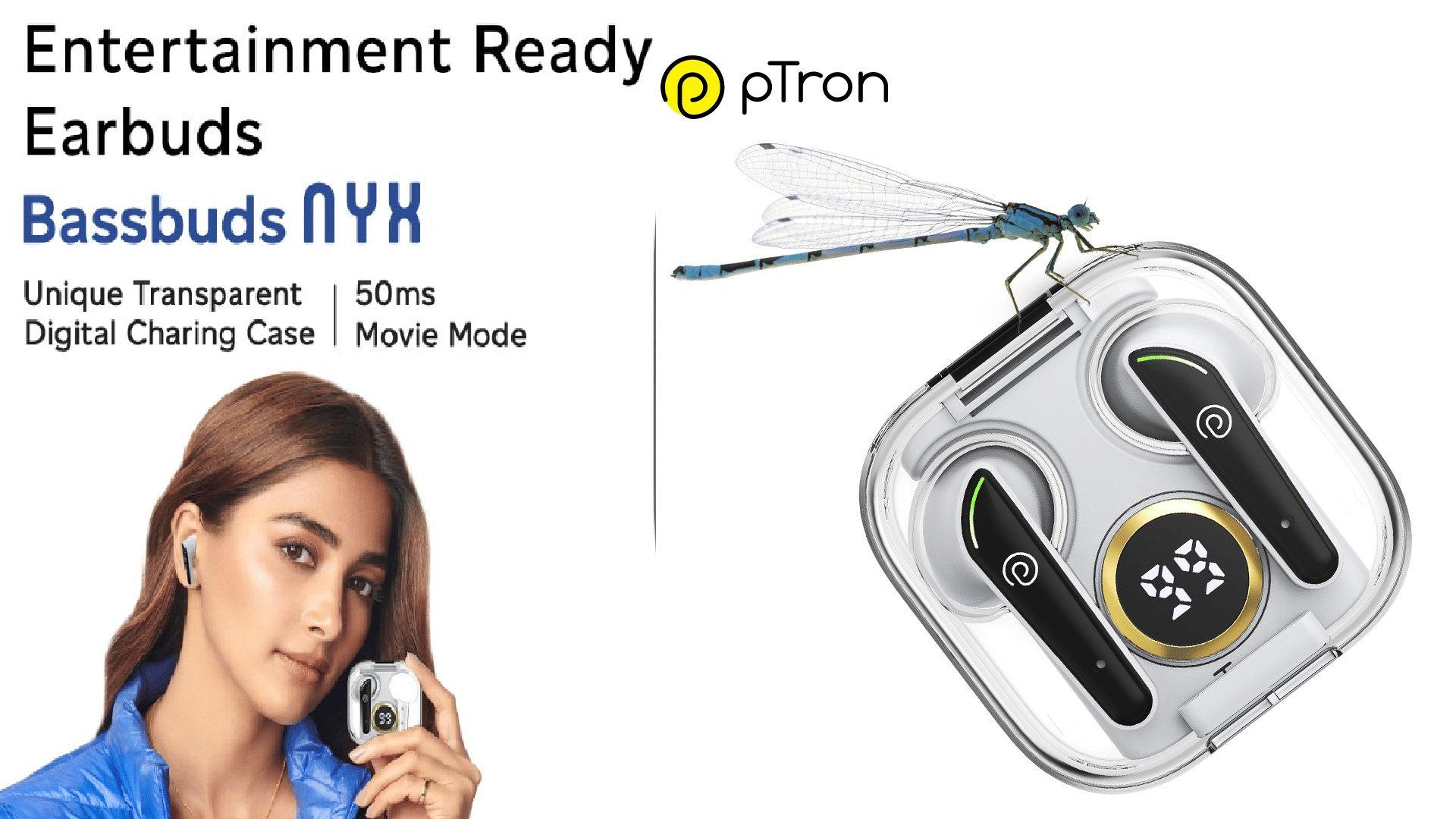 PTron Bassbuds Nyx Launched in India with transparent charging case