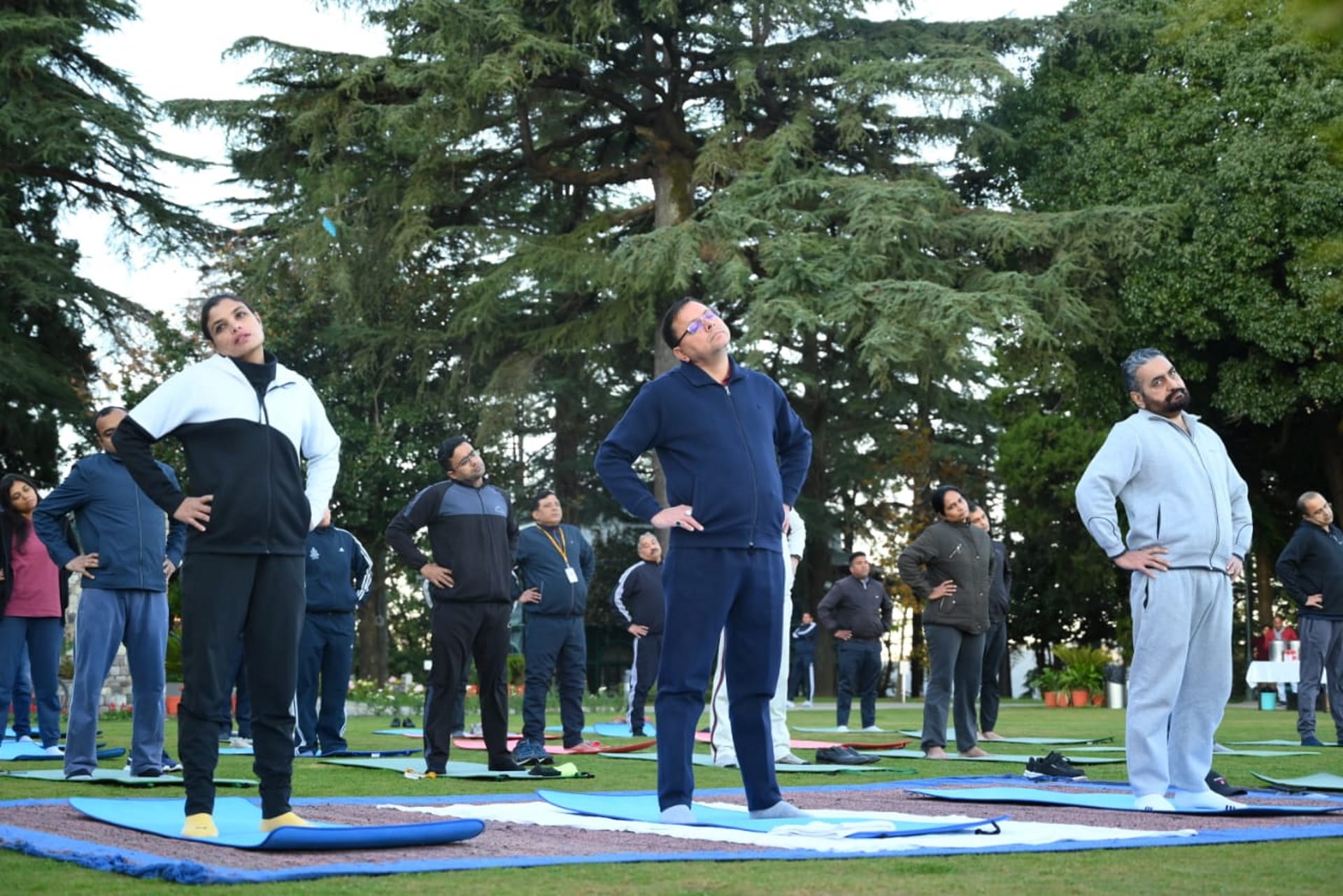 CM Dhami morning walk in LBS Academy campus interacted with ITBP jawans Chintan Shivir in Mussoorie