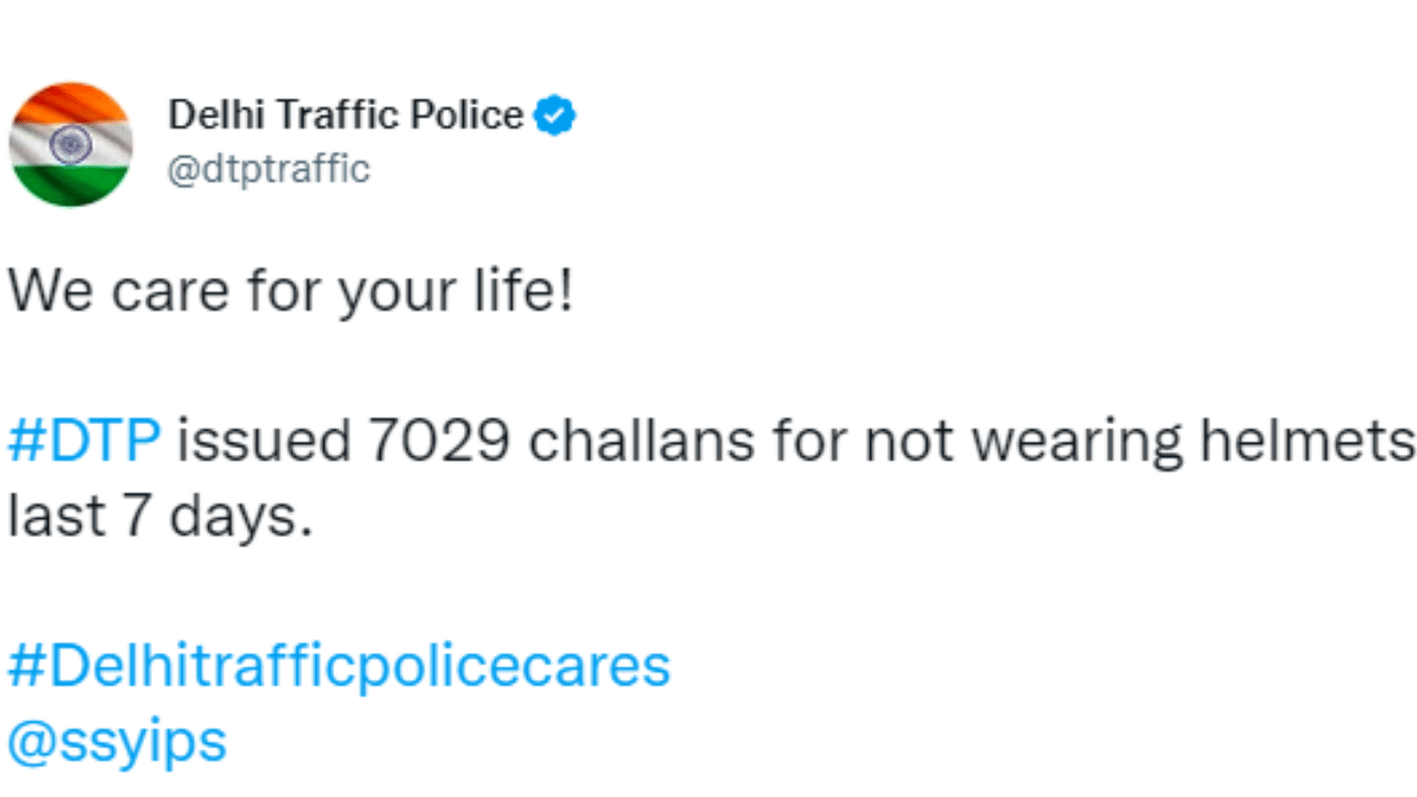 Delhi Traffic police issued 7029 challans for not wearing helmets in last seven days