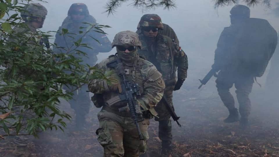 Indian Army and US Army troops in action during Exercise Yudh Abhyas 2022