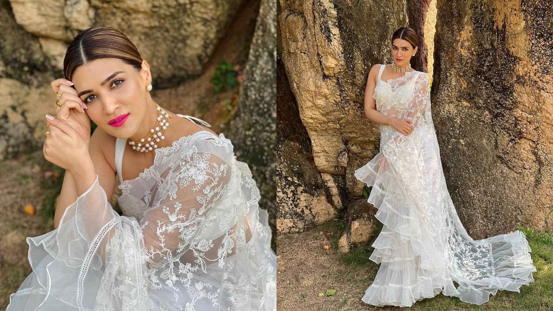 White Saree Ideas Inspired By Bollywood Actress Kriti Sanon Hina Khan Rakul Preet Singh See Photos