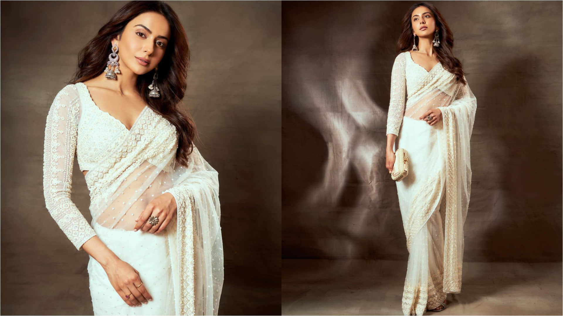 White Saree Ideas Inspired By Bollywood Actress Kriti Sanon Hina Khan Rakul Preet Singh See Photos