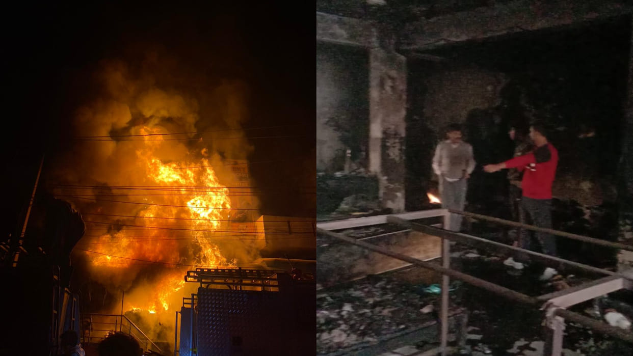 Cloth house caught fire in Sonipat