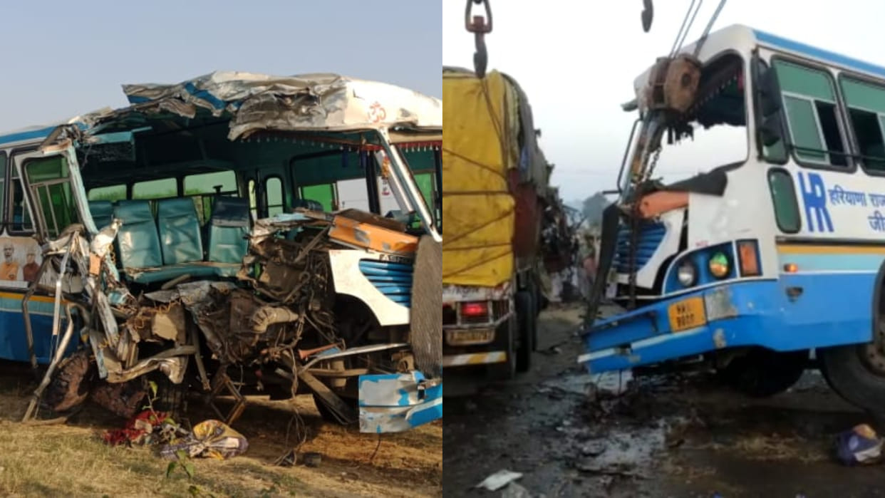 Roadways bus and truck collide in Jind, Truck Driver died