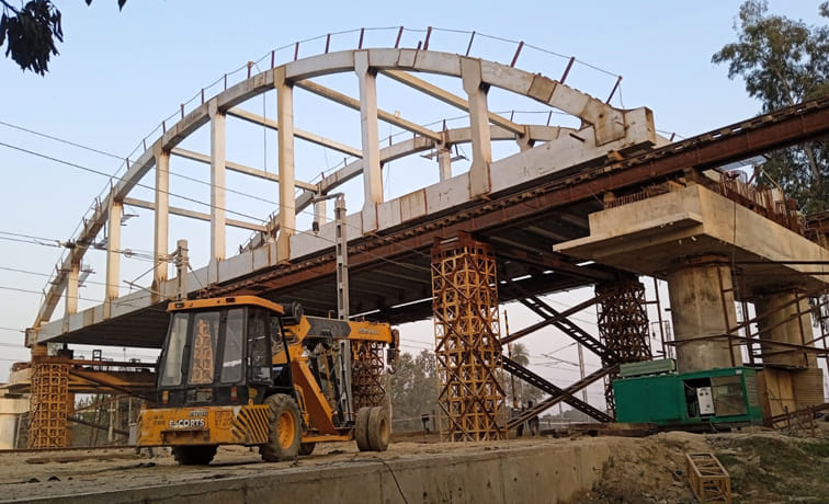 Iron structure placed on Pilkhani overbridge