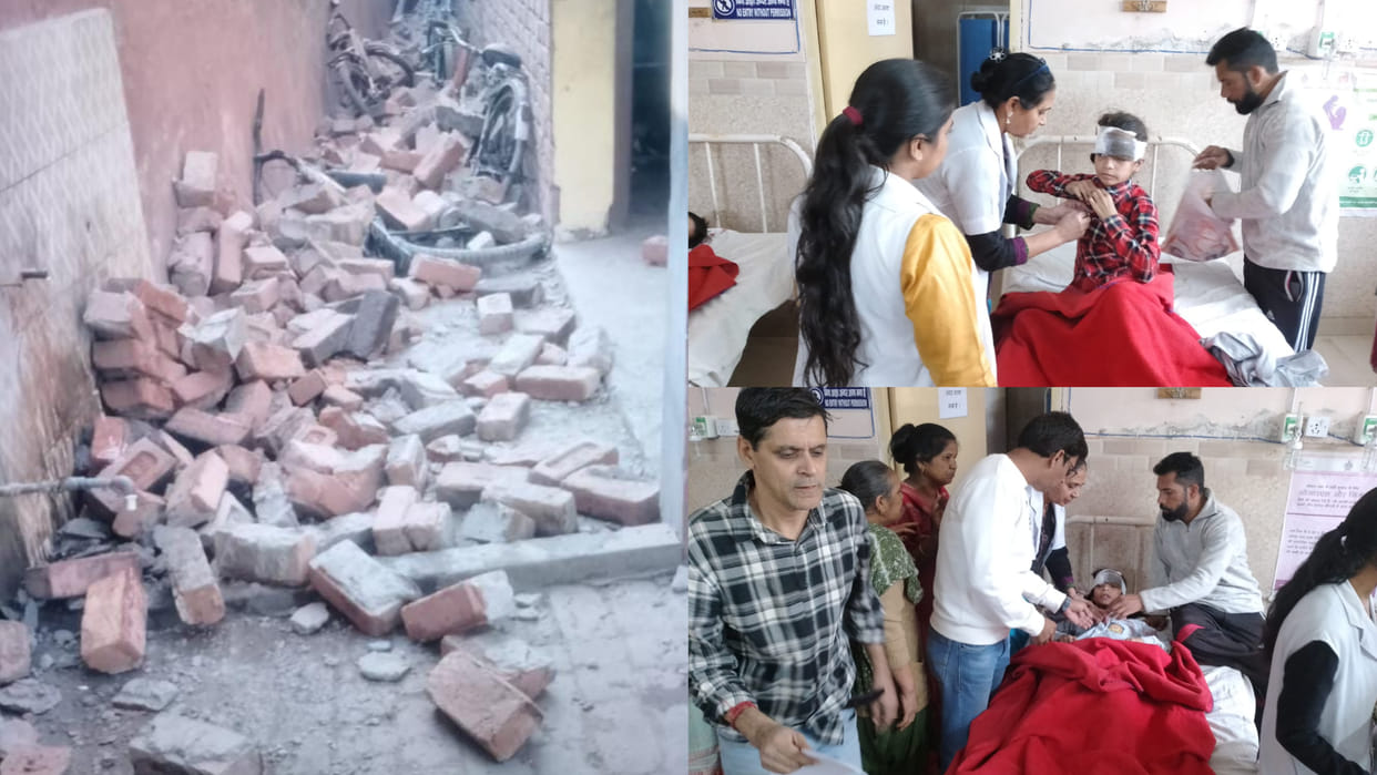 Eight children injured in school wall collapse in Tarawadi of Karnal