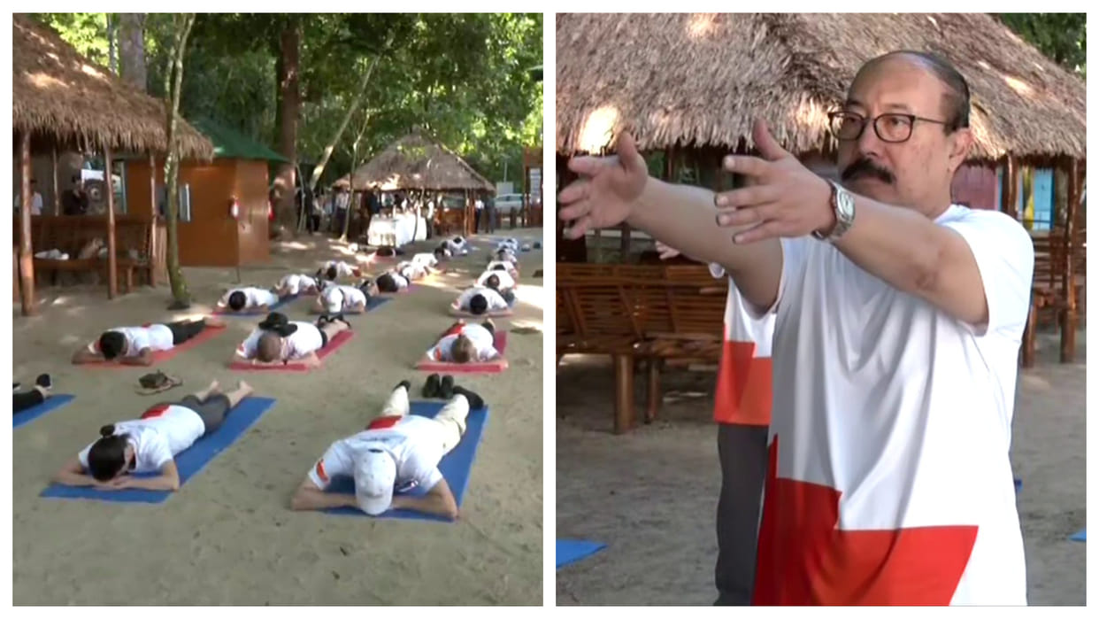 G20 India Coordinator Harsh Vardhan Shringla Yoga session Kala Pathar Beach Ambassadors participated