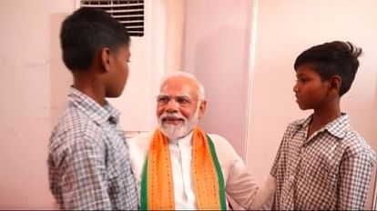 PM Modi meets two tribal orphan boys in Gujarat see video