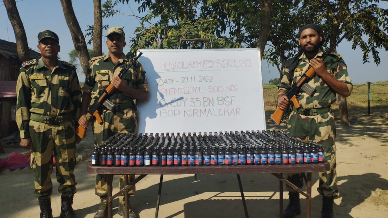 BSF seizes huge quantity of Phensedyl and Ganja at border in South Bengal Frontier