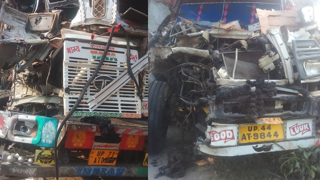 Three died in an accident in raebareli, when a truck hits another one.