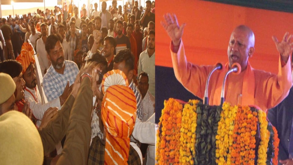 Students protest in front of CM Yogi Adityanath in Agra