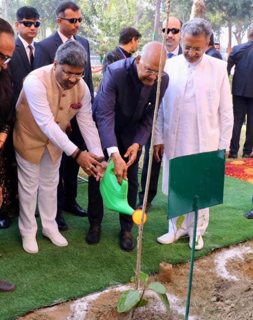 Former President Ram Nath Kovind planted a Rudraksha plant in Shobhit University