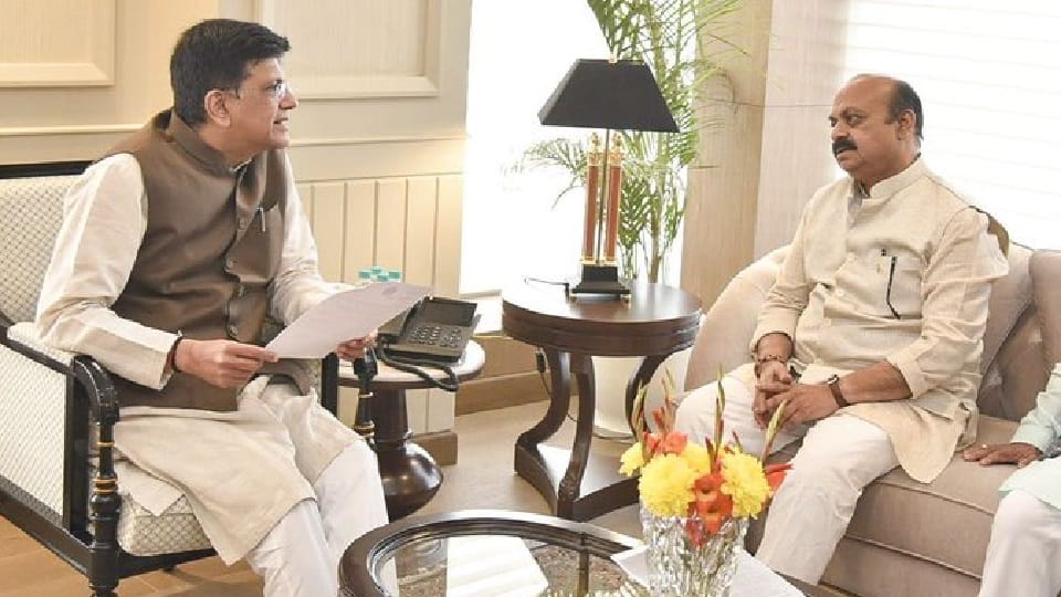 Karnataka CM Basavaraj Bommai meets Union minister Piyush Goyal in Delhi