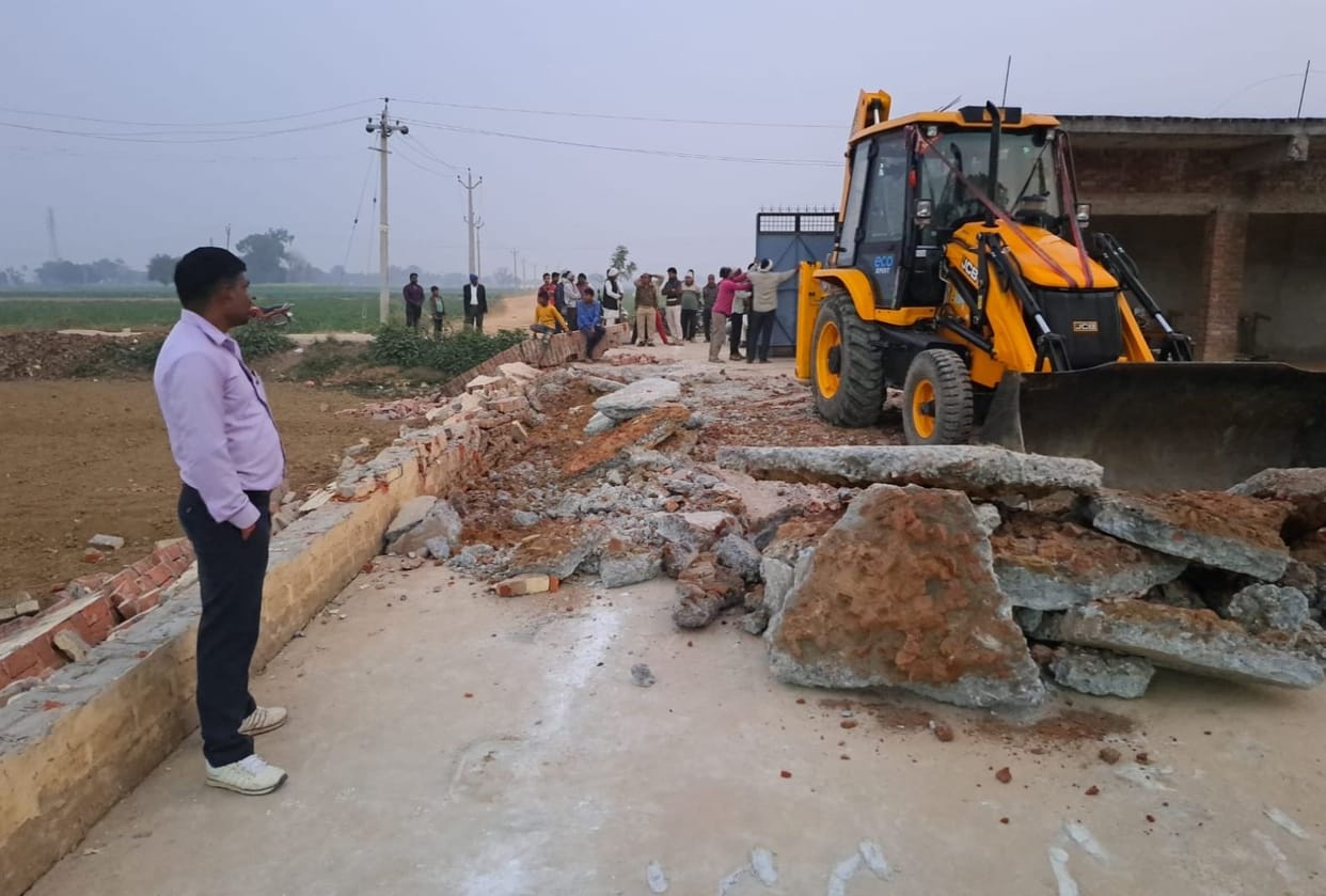 The boundary wall of SP leader's school collapsed