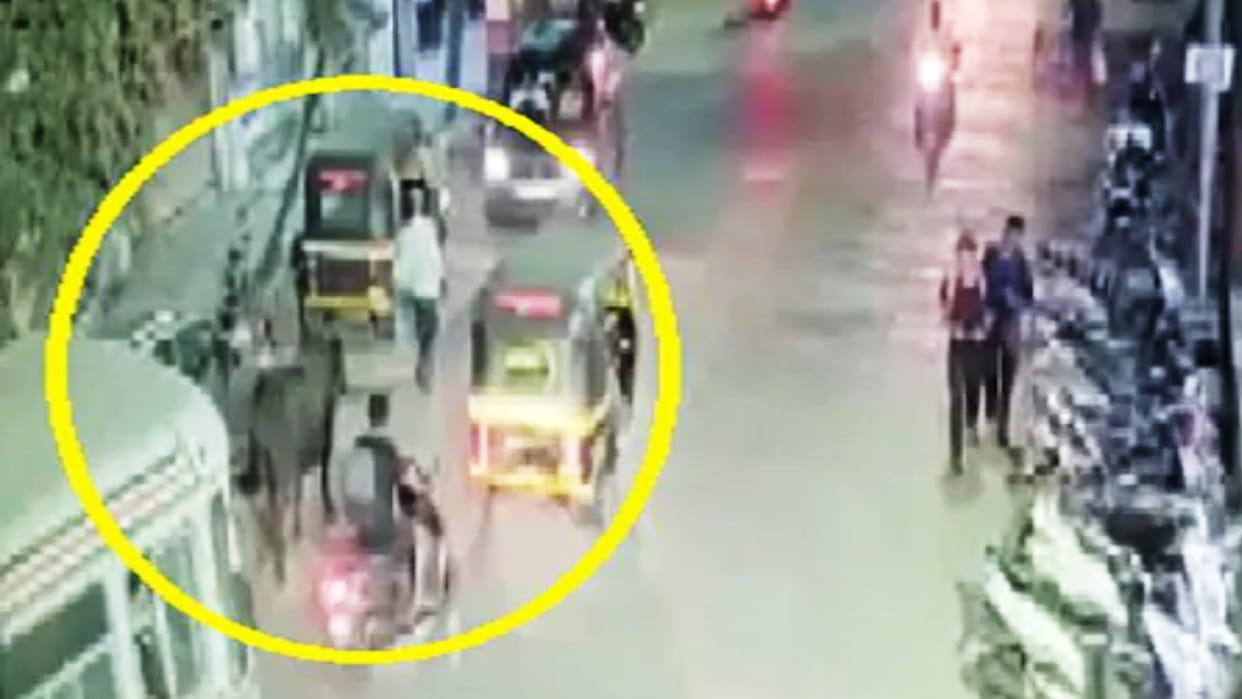 mumbai Stray bull hit old man on road bus crushed his head incident captured in CCTV camera