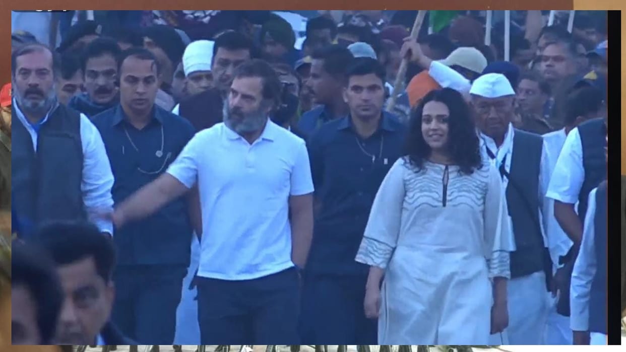 Bharat Jodo Yatra left from Ujjain, actress Swara Bhaskar also participated in the yatra