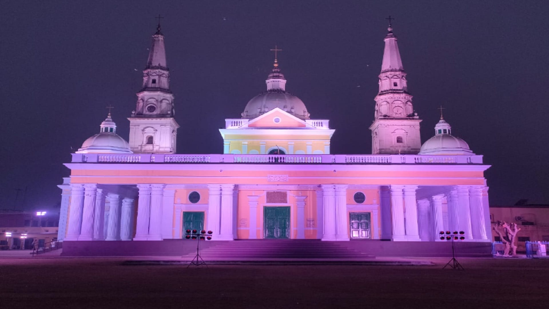 Historical Sardhana Church decorated with G-20 logo, see photos