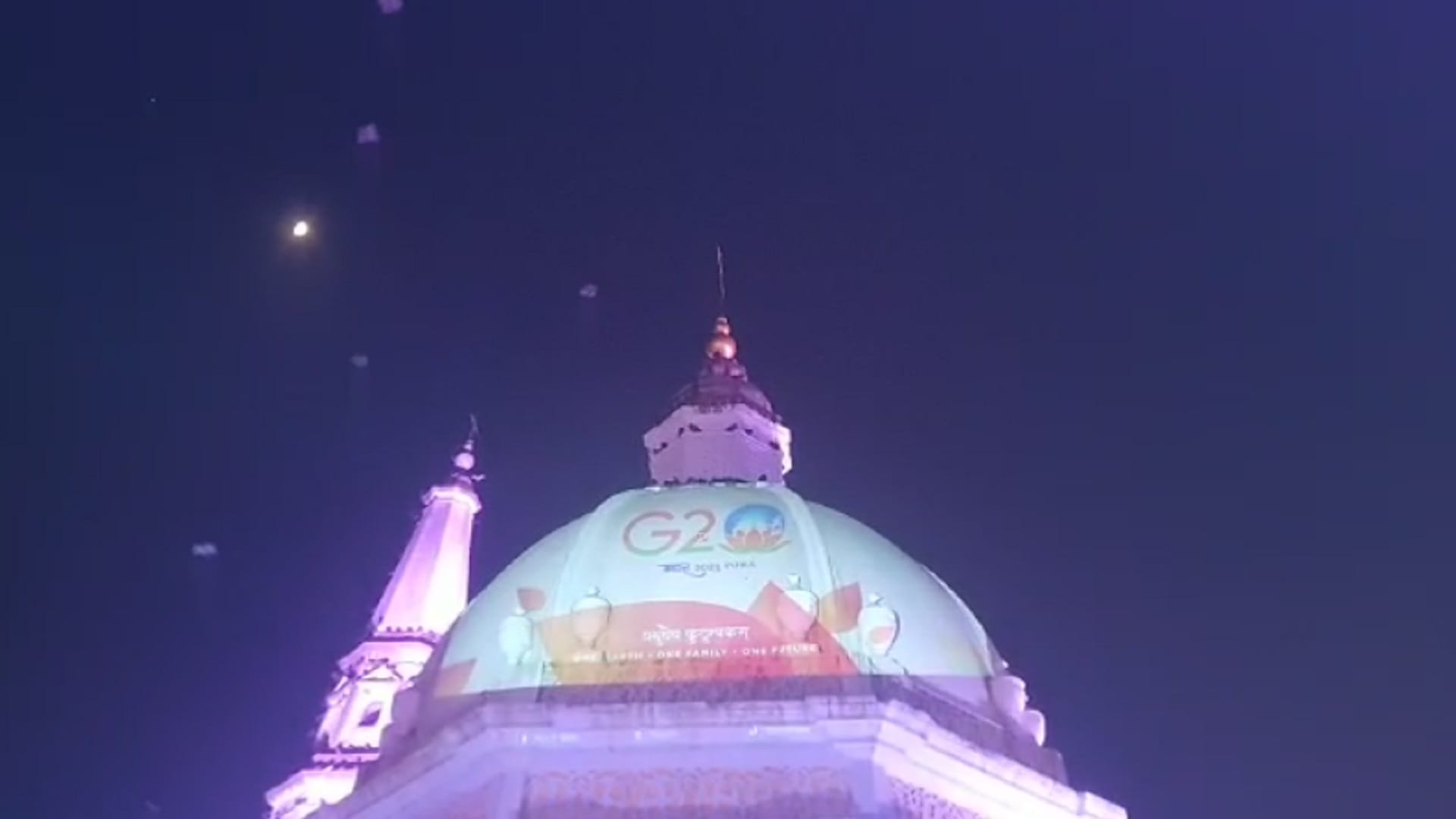 Historical Sardhana Church decorated with G-20 logo, see photos