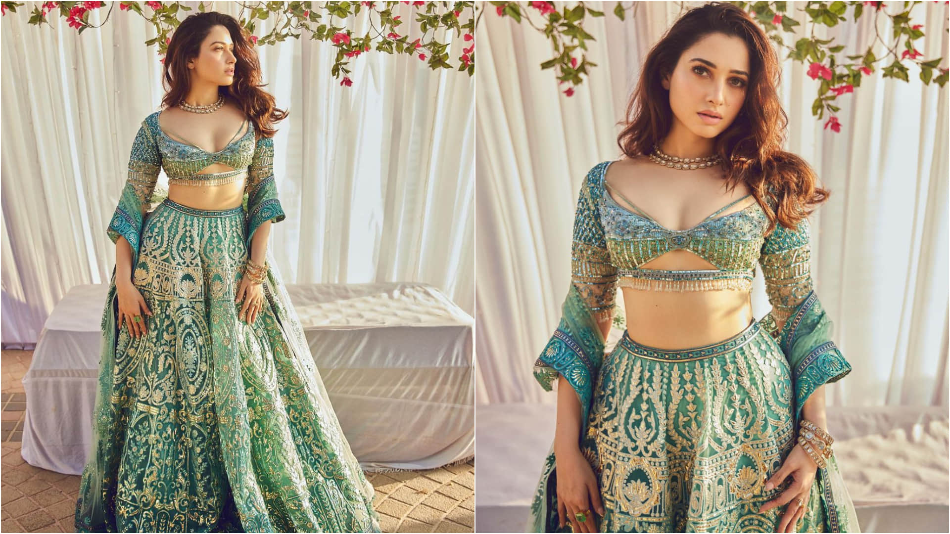 tamannaah bhatia ombre lehenga with stunning blouse design beauty breathtaking