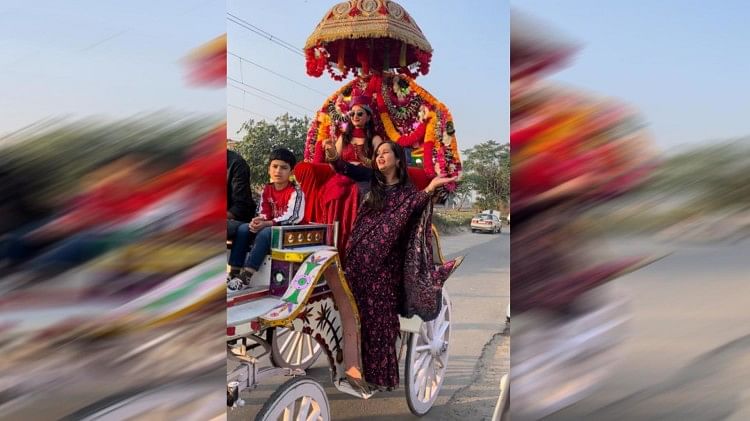 Uttarakhand:दुल्हन ने तोड़ी सदियों पुरानी परंपरा, पिता ने कहा- 'म्हारी छोरी  क्या छोरों से कम हैं' ...तस्वीरें - Unique Wedding Bride Horse Riding  Ceremony Before Wedding ...