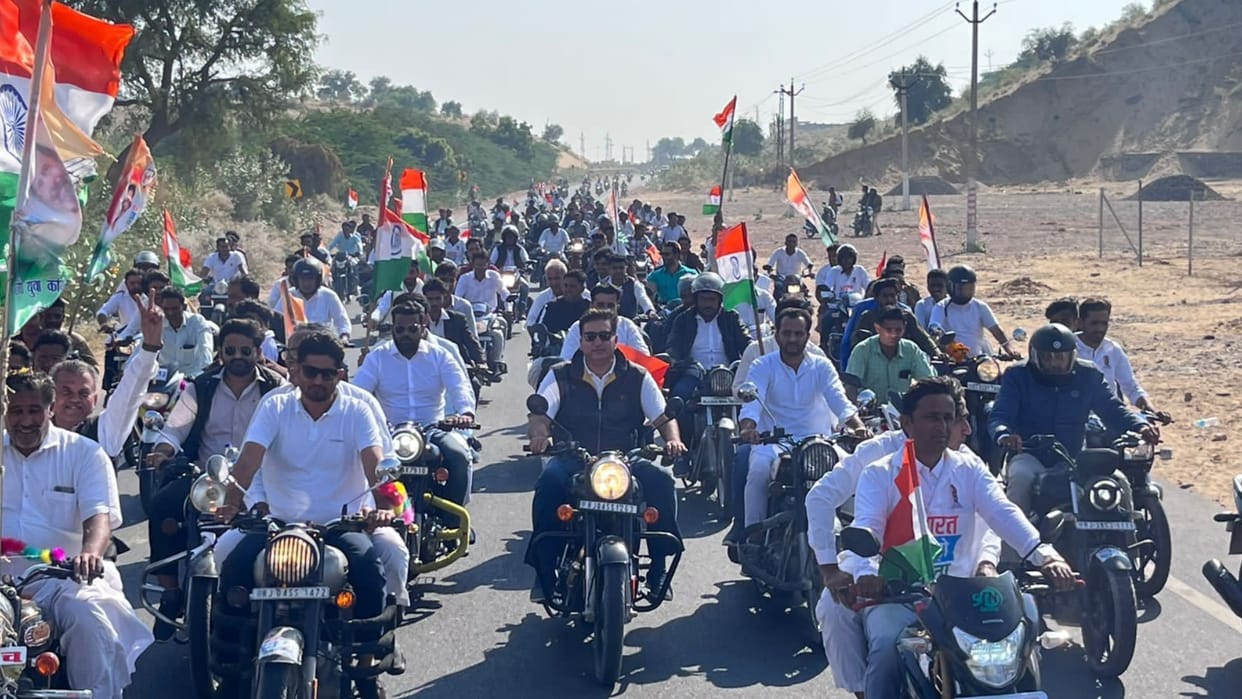 Bharat Jodo Bike Rally begins from Barmer Jaisalmer International Border