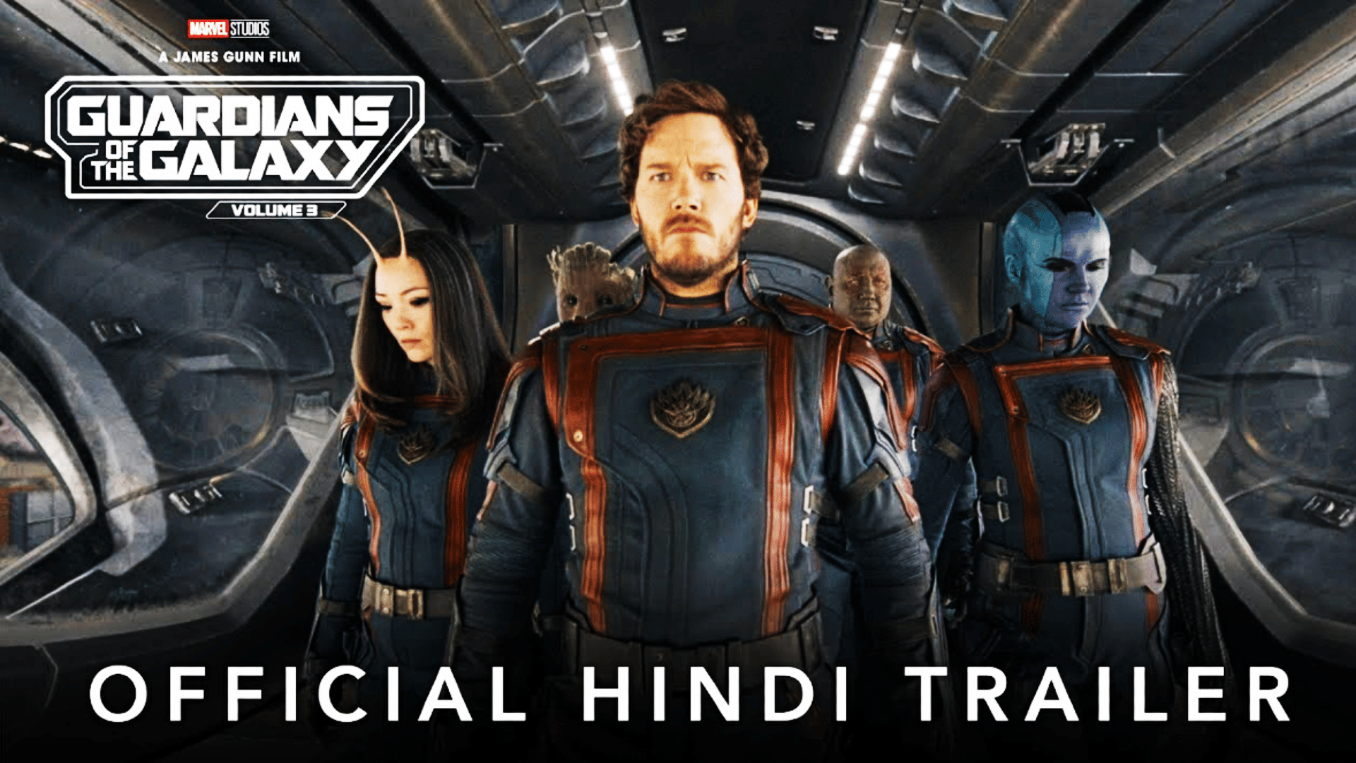 Marvel Studios Guardians Of The Galaxy Vol 3 trailer release starring Chris Pratt Zoe Saldana Dave Bautista